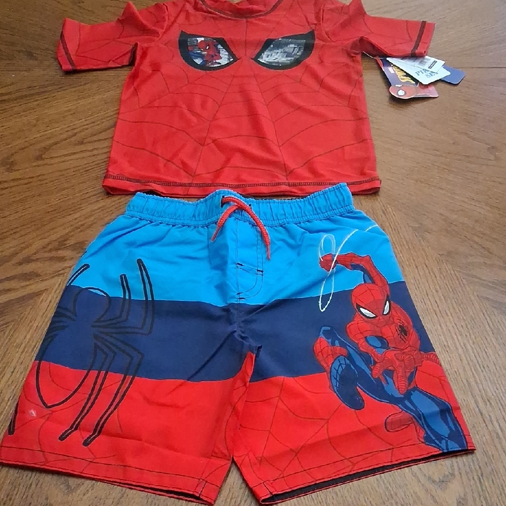 New Boys Size 5/6 Spider-Man Kids Swim Outfit